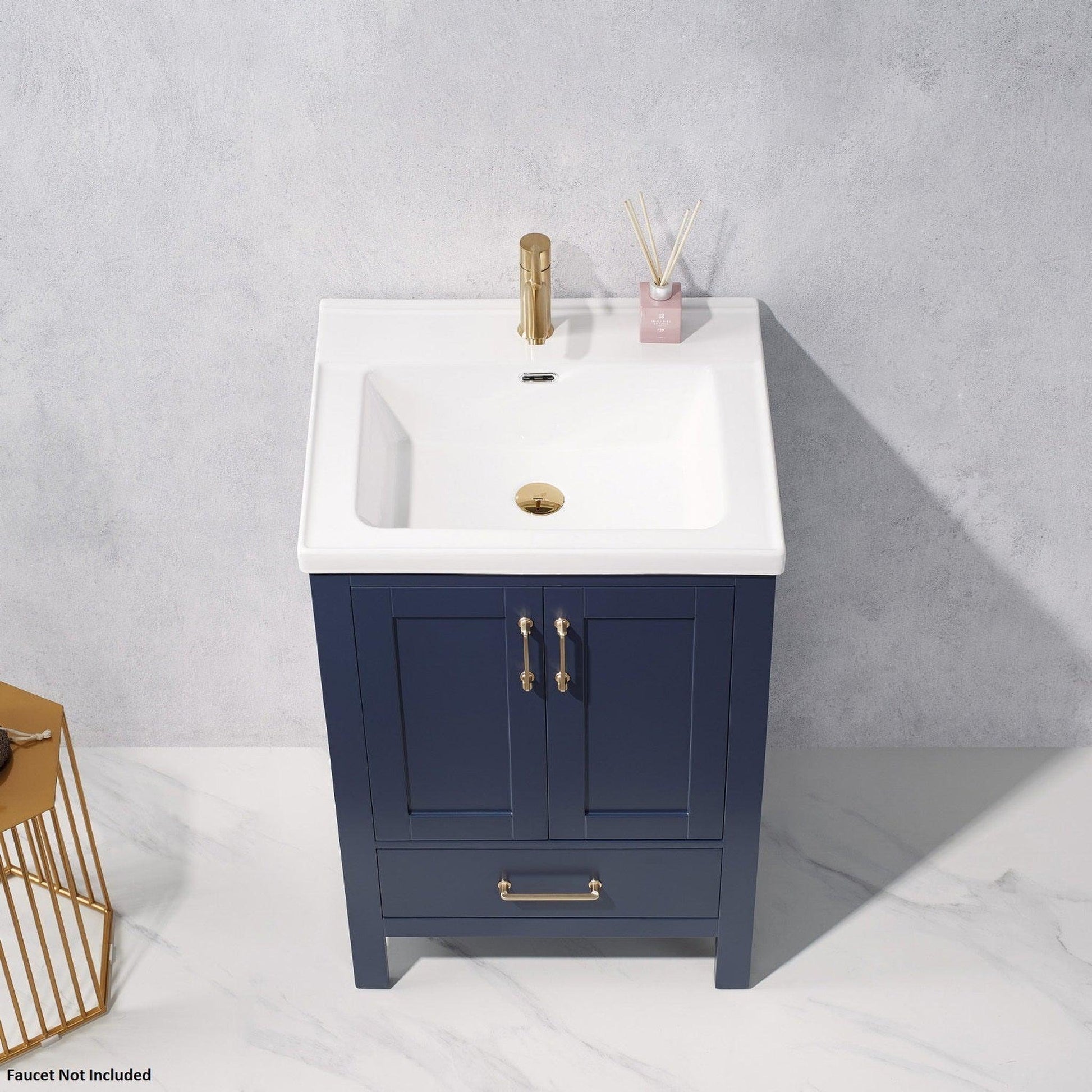 Vinnova Gela 24" Royal Blue Freestanding Single Vanity Set With White Integrated Ceramic Sink