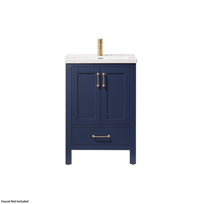 Vinnova Gela 24" Royal Blue Freestanding Single Vanity Set With White Integrated Ceramic Sink