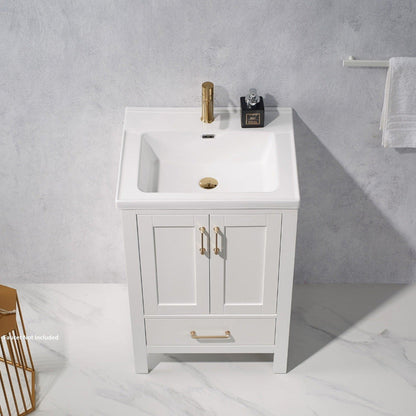 Vinnova Gela 24" White Freestanding Single Vanity Set With White Integrated Ceramic Sink