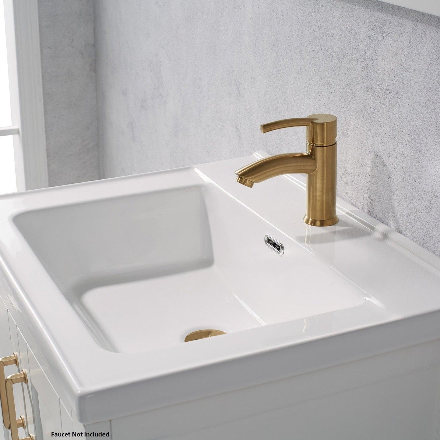 Vinnova Gela 24" White Freestanding Single Vanity Set With White Integrated Ceramic Sink And Mirror