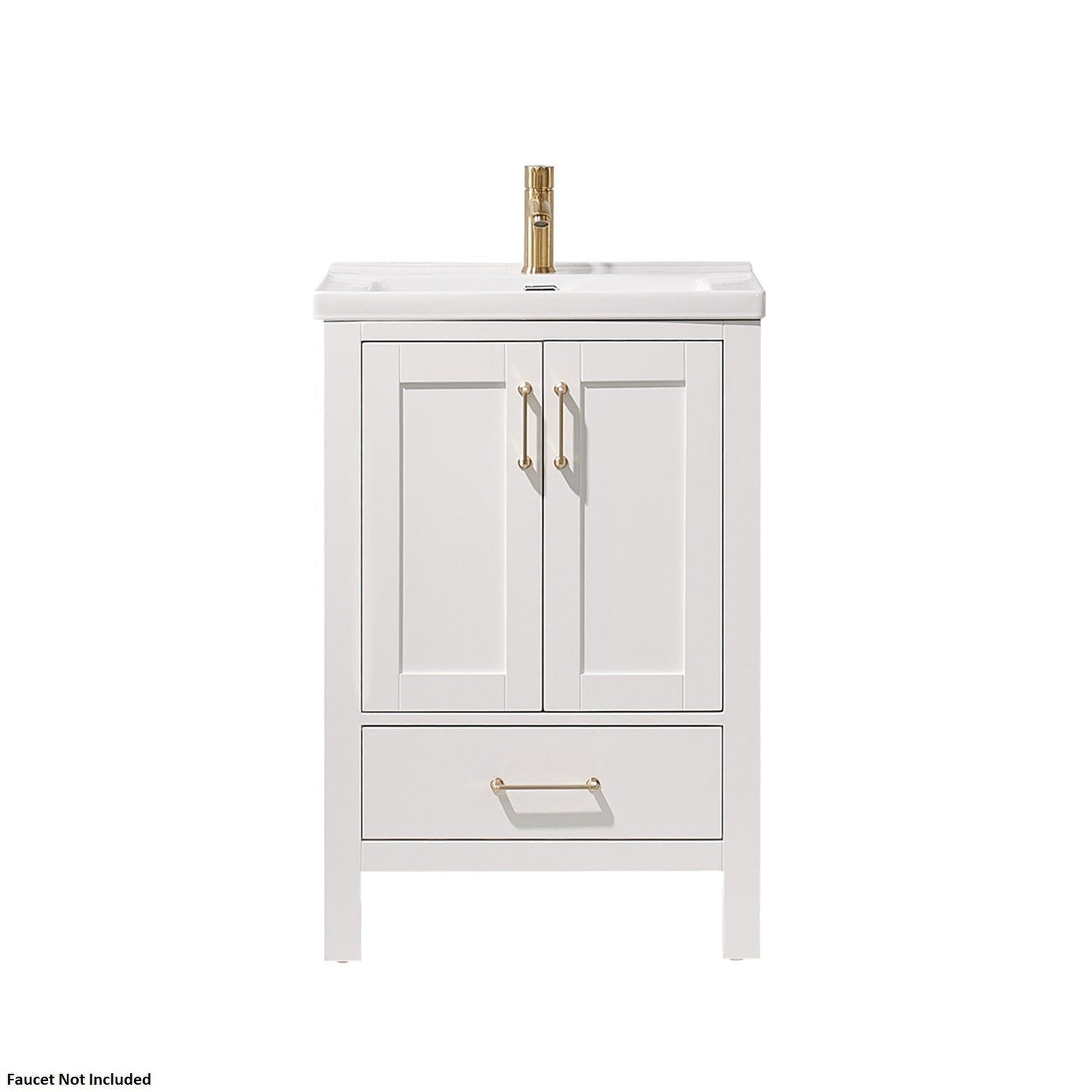 Vinnova Gela 24" White Freestanding Single Vanity Set With White Integrated Ceramic Sink