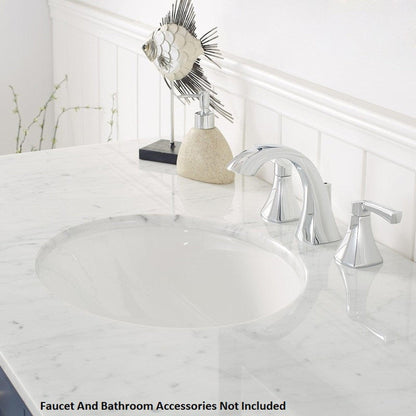 Vinnova Gela 48" Royal Blue Freestanding Single Vanity Set In White Carrara Marble Top With Undermount Ceramic Sink