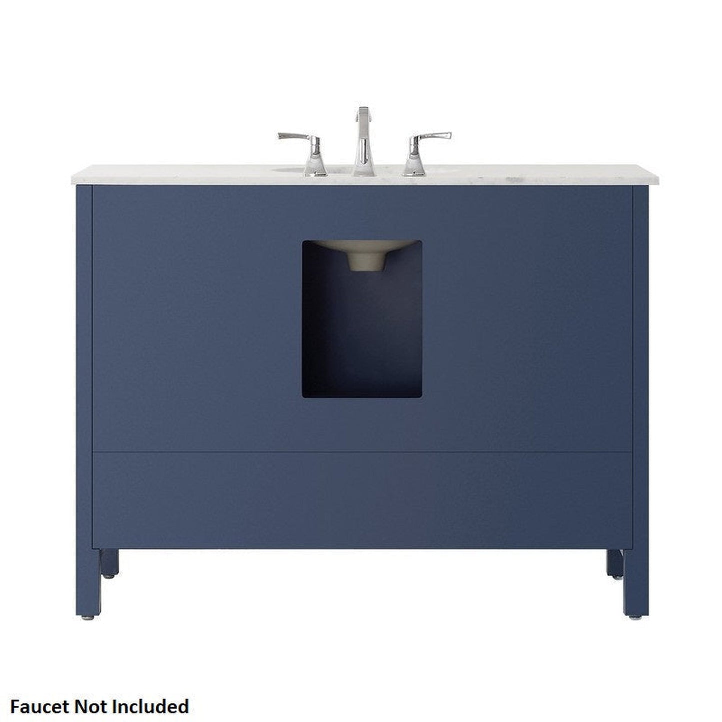 Vinnova Gela 48" Royal Blue Freestanding Single Vanity Set In White Carrara Marble Top With Undermount Ceramic Sink