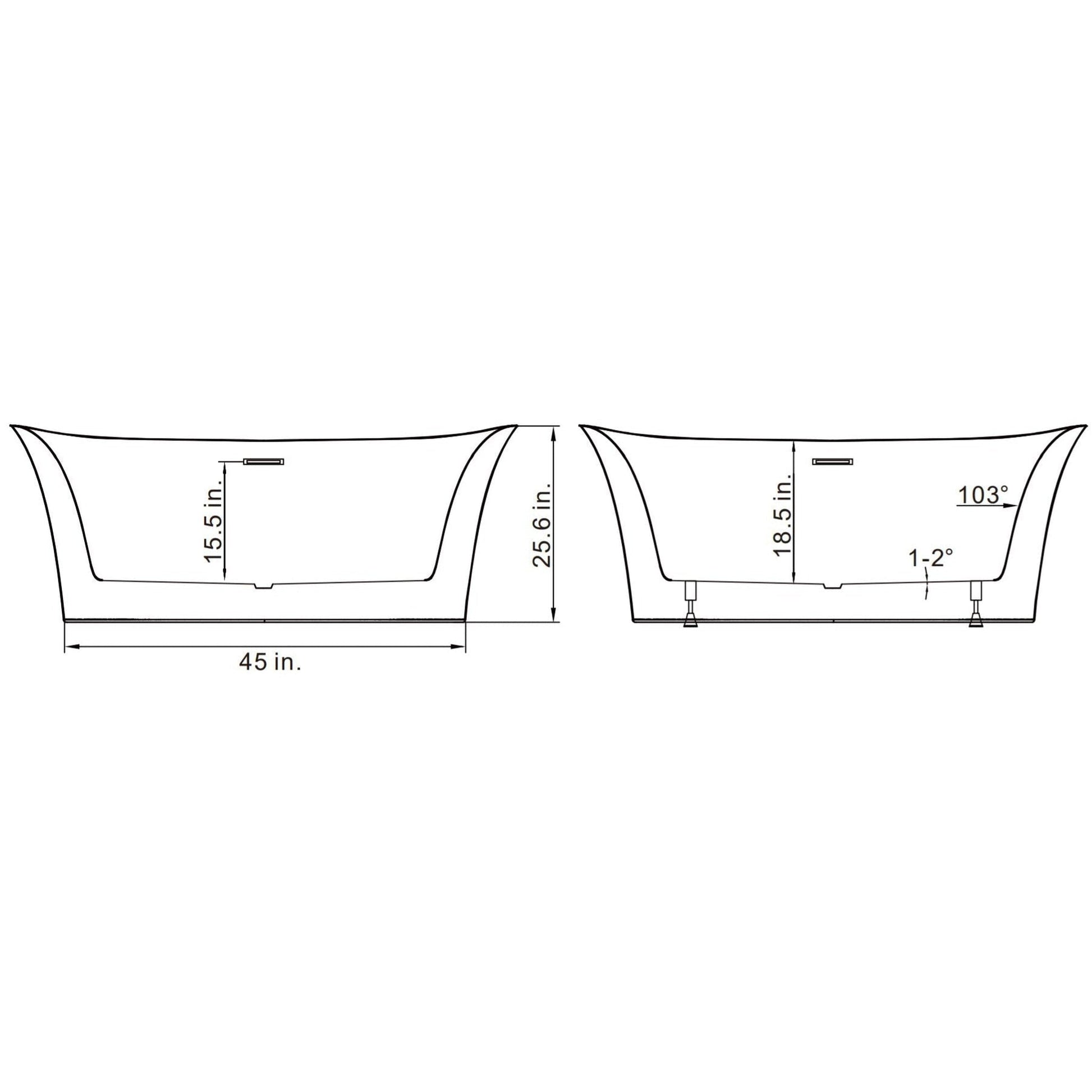 Vinnova Gorizia 67" x 32" White Oval Freestanding Soaking Acrylic Bathtub