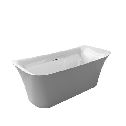Vinnova Gorizia 67" x 32" White Oval Freestanding Soaking Acrylic Bathtub