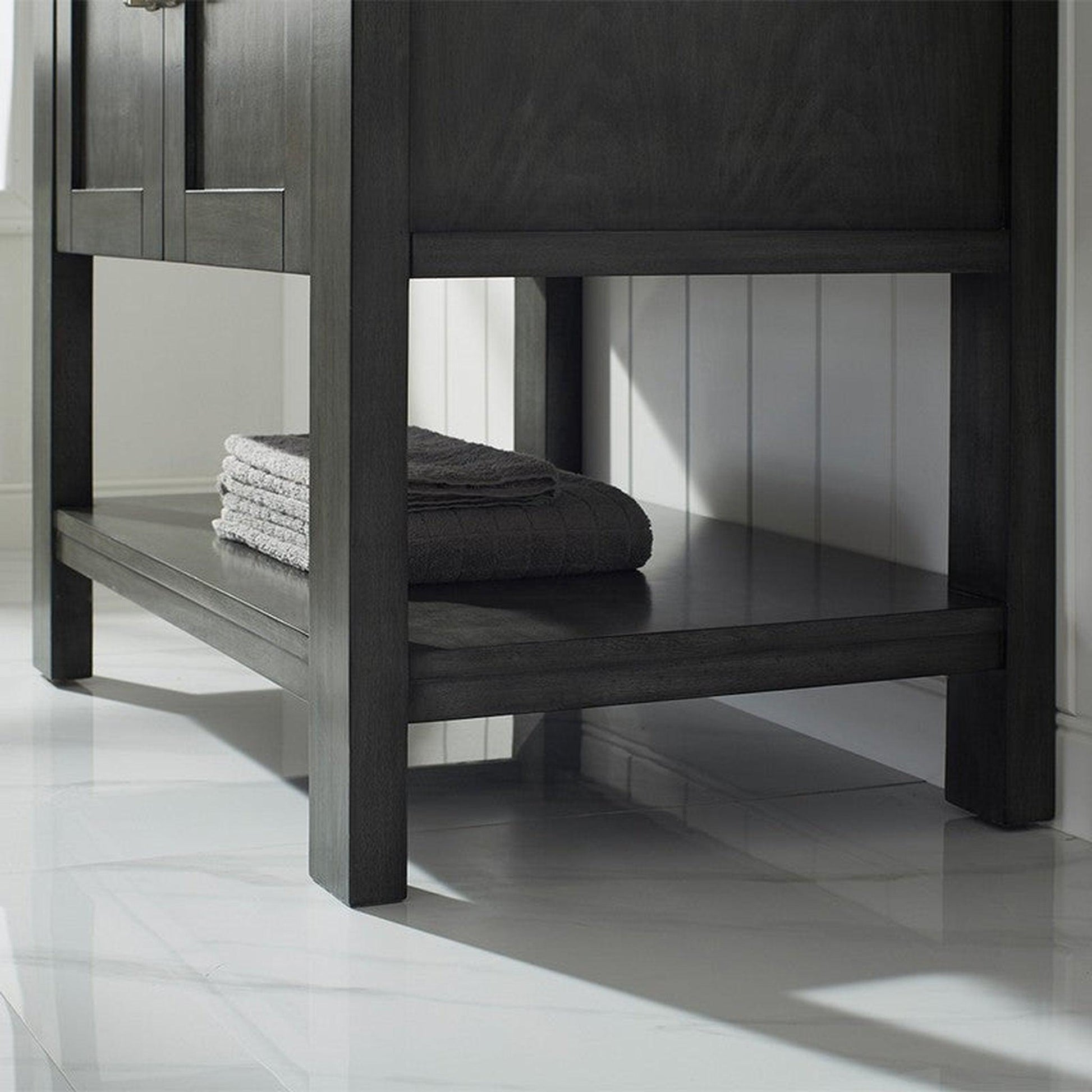 Vinnova Grayson 36" x 22" Rust Black Freestanding Single Vanity Set With White Carrara Composite Stone Countertop