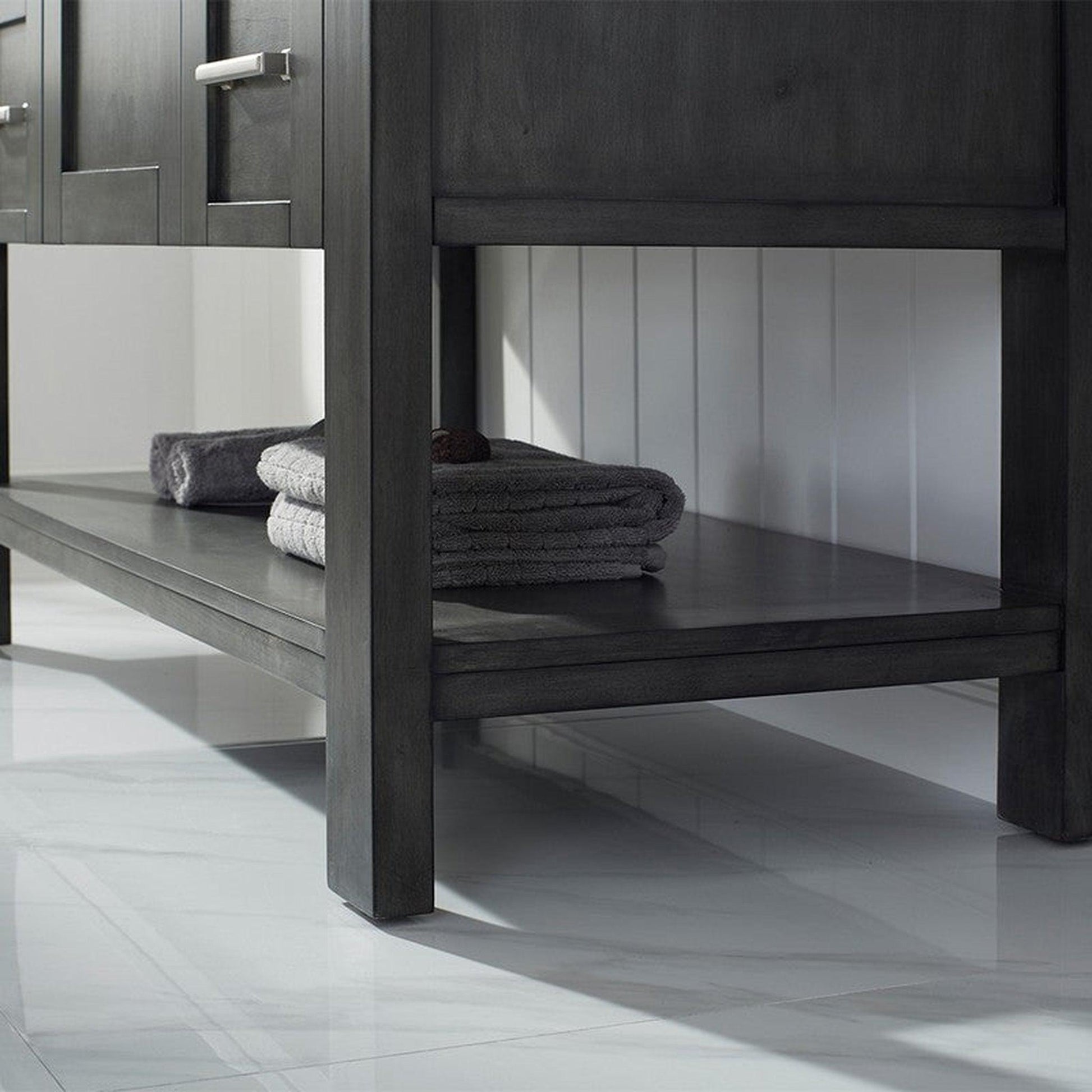 Vinnova Grayson 48" x 22" Rust Black Freestanding Single Vanity Set With White Carrara Composite Stone Countertop