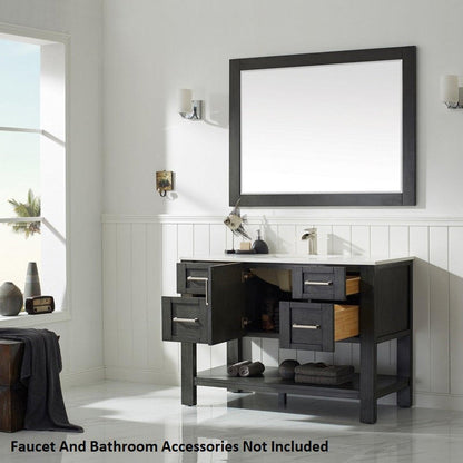 Vinnova Grayson 48" x 22" Rust Black Freestanding Single Vanity Set With White Carrara Composite Stone Countertop And Mirror