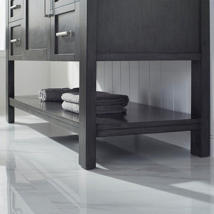 Vinnova Grayson 60" x 22" Rust Black Freestanding Single Vanity Set With White Carrara Composite Stone Countertop