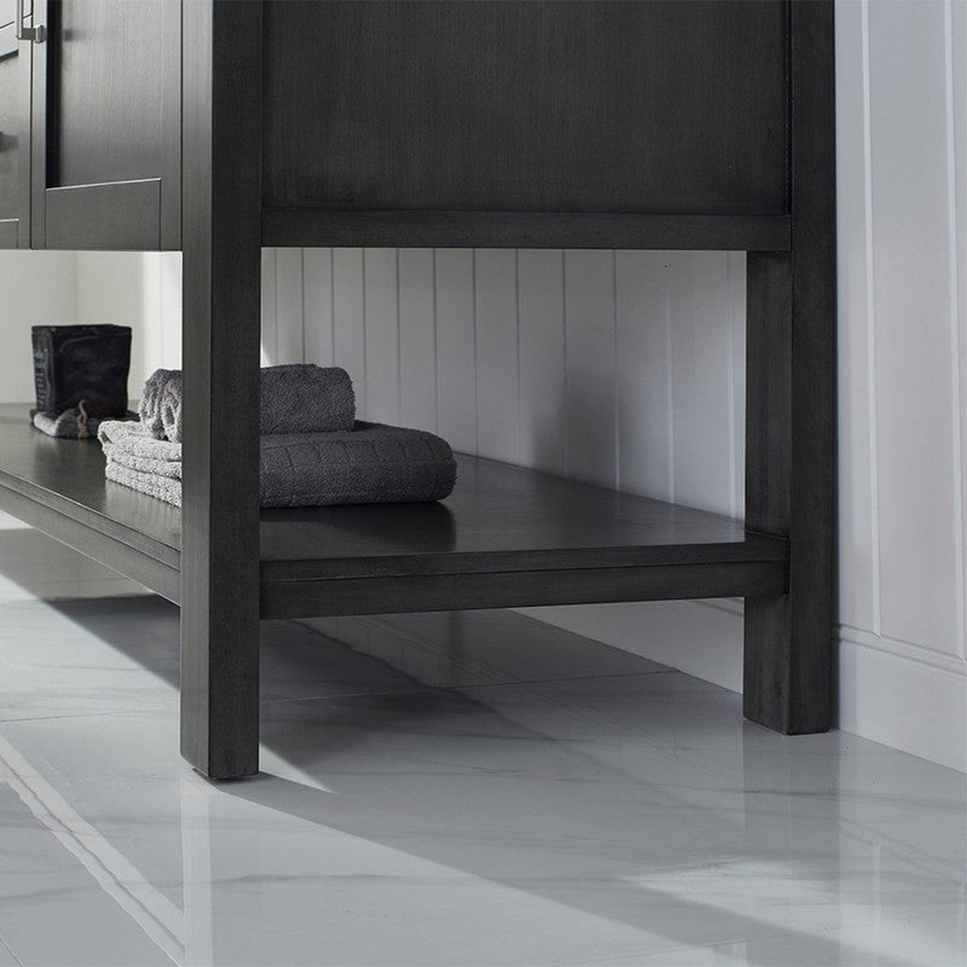 Vinnova Grayson 72" x 22" Rust Black Freestanding Double Vanity Set With White Carrara Composite Stone Countertop