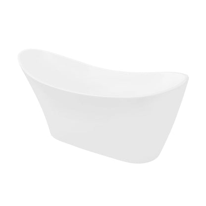 Vinnova Guadix 62" x 30" White Oval Freestanding Single Slipper Soaking Acrylic Bathtub