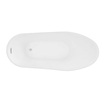 Vinnova Guadix 62" x 30" White Oval Freestanding Single Slipper Soaking Acrylic Bathtub