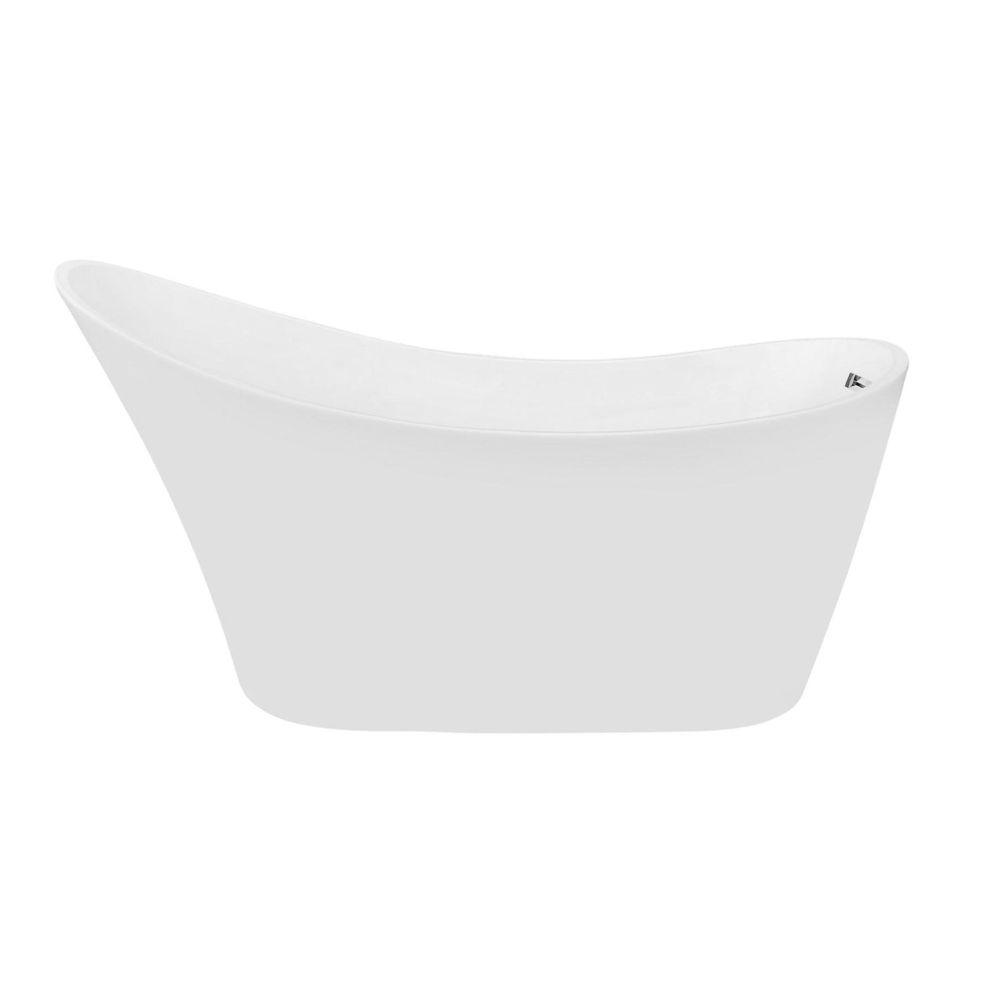 Vinnova Guadix 62" x 30" White Oval Freestanding Single Slipper Soaking Acrylic Bathtub