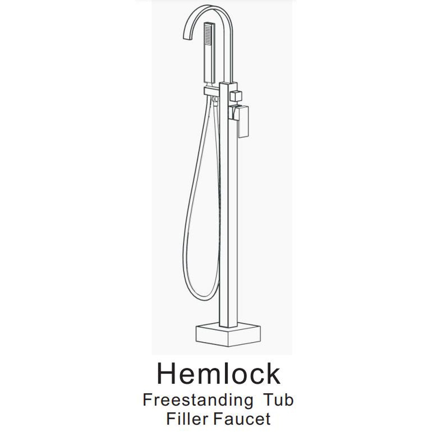 Vinnova Hemlock 44" Single Hole Polished Chrome Freestanding Tub Filler Faucet With Hand Shower