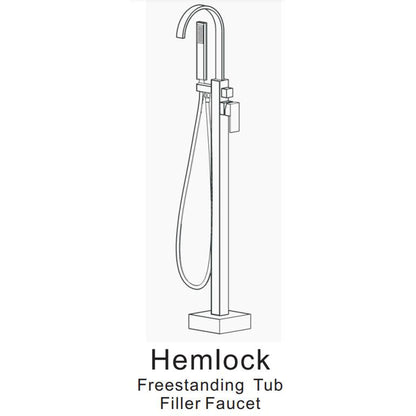 Vinnova Hemlock 44" Single Hole Polished Chrome Freestanding Tub Filler Faucet With Hand Shower