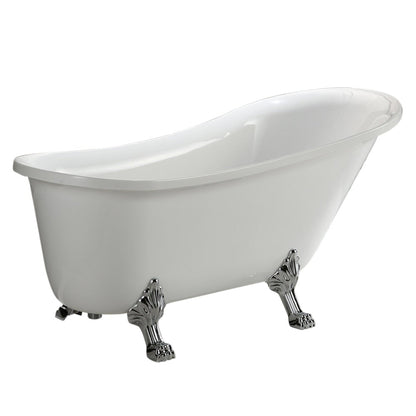 Vinnova Jacqueline 63" x 28" White Oval Freestanding Single Slipper Soaking Clawfoot Acrylic Bathtub