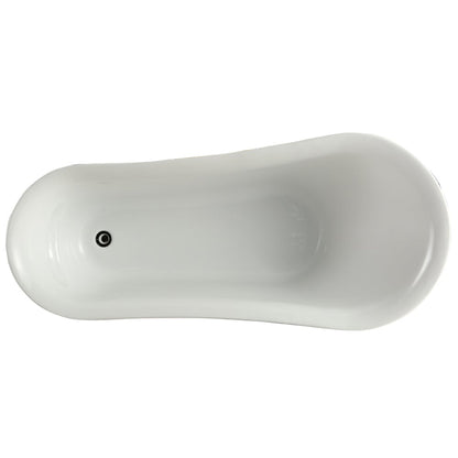 Vinnova Jacqueline 63" x 28" White Oval Freestanding Single Slipper Soaking Clawfoot Acrylic Bathtub