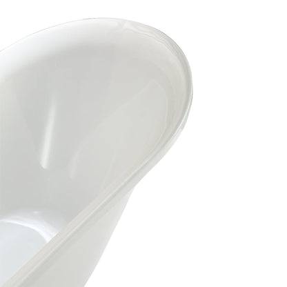 Vinnova Jacqueline 63" x 28" White Oval Freestanding Single Slipper Soaking Clawfoot Acrylic Bathtub