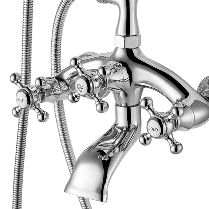 Vinnova Junifer 14" Single Hole Polished Chrome Wall-Mounted Adjustable Center Tub Faucet With Hand Shower