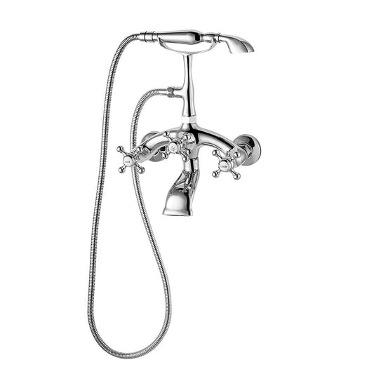 Vinnova Junifer 14" Single Hole Polished Chrome Wall-Mounted Adjustable Center Tub Faucet With Hand Shower