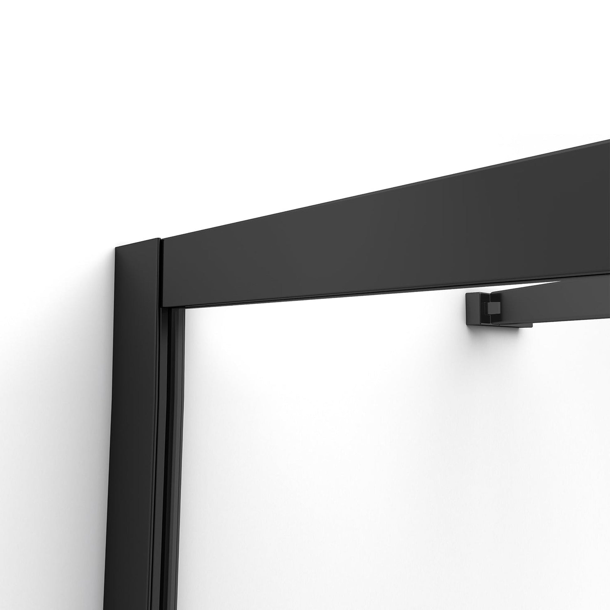 Vinnova Lecce 35" x 74" Matte Black Framed Fixed Glass Panel Shower Door
