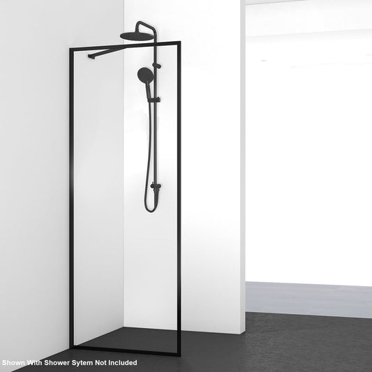 Vinnova Lecce 35" x 74" Matte Black Framed Fixed Glass Panel Shower Door