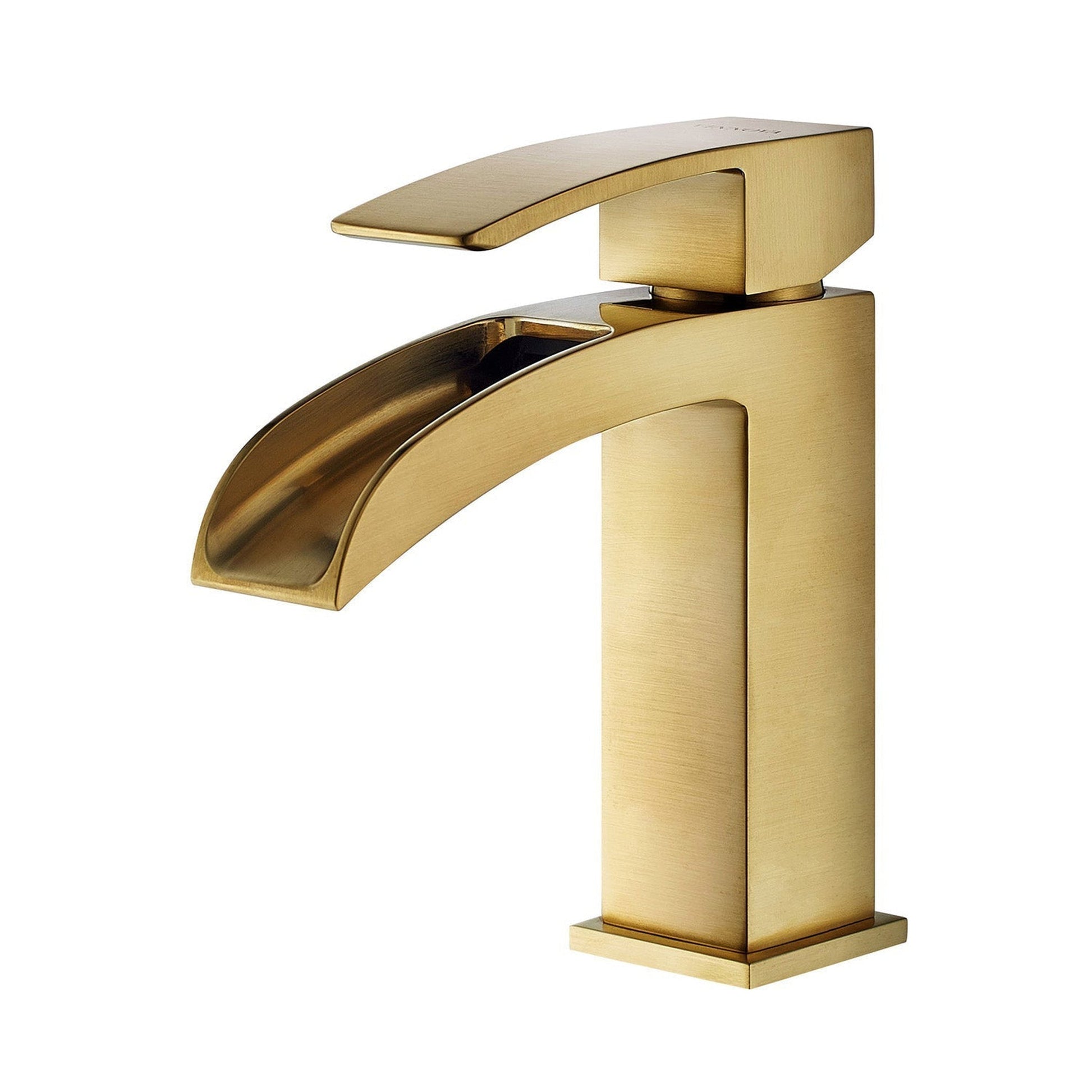 Vinnova Liberty 6" Single Hole Brushed Gold Low Arc Waterfall Bathroom Sink Faucet