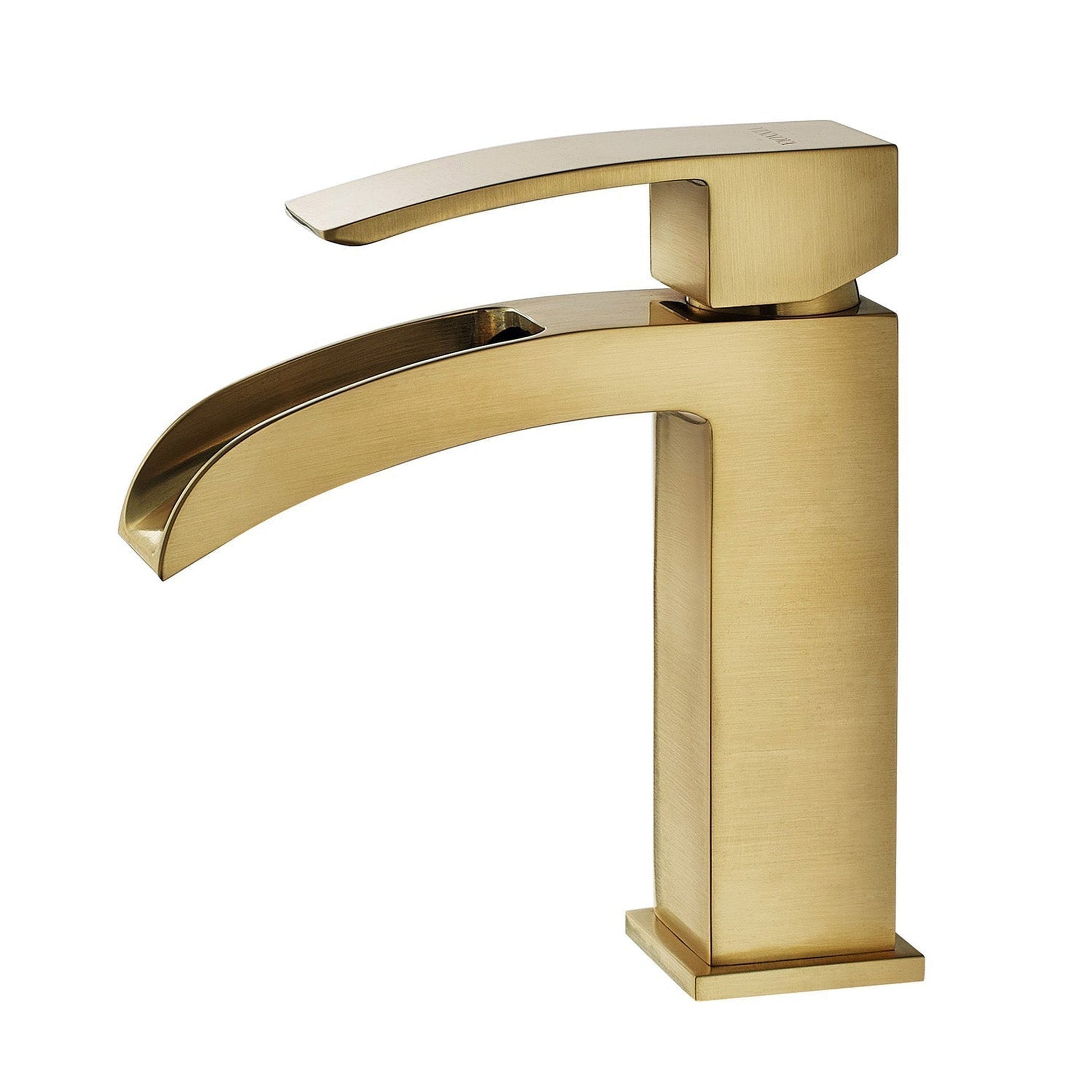 Vinnova Liberty 6" Single Hole Brushed Gold Low Arc Waterfall Bathroom Sink Faucet