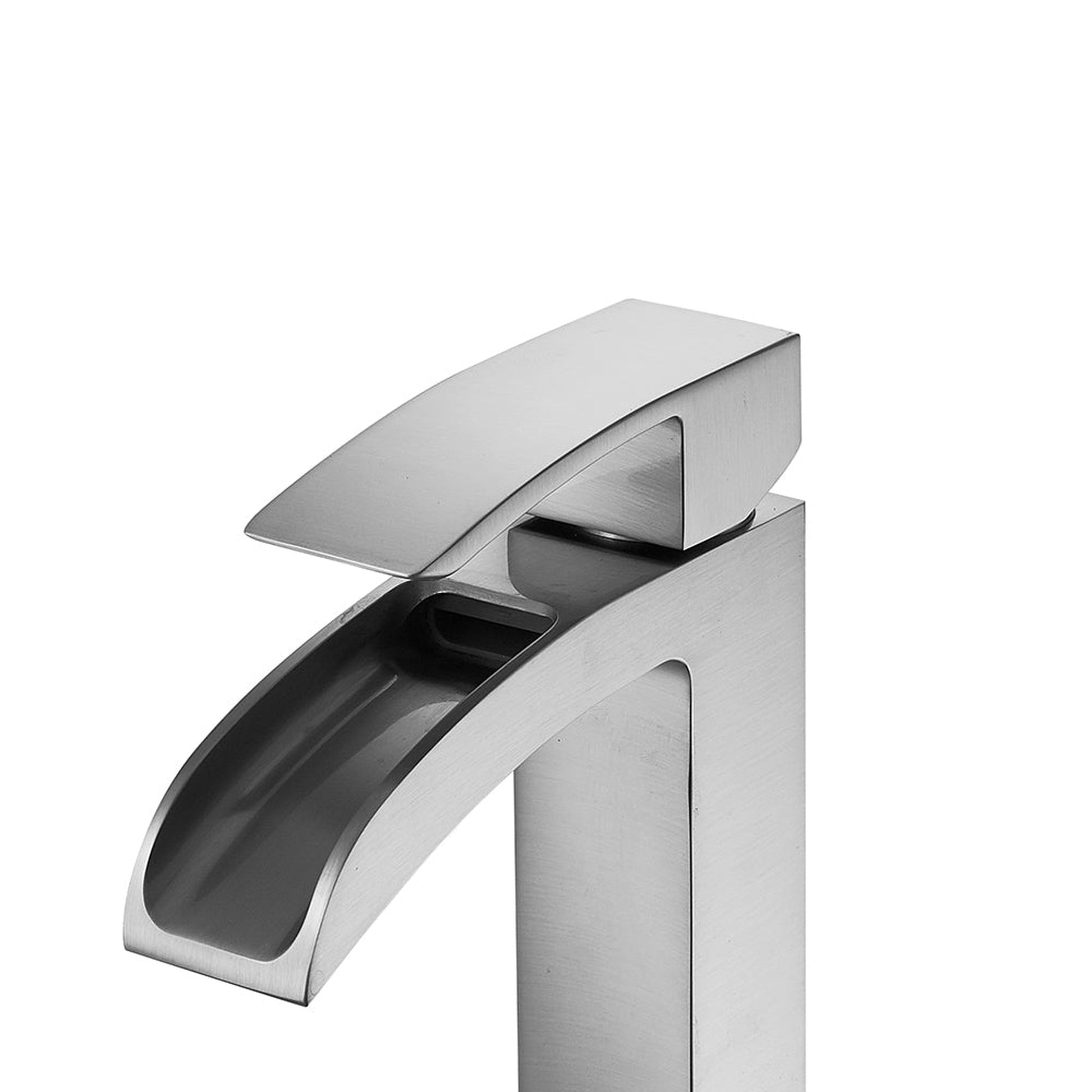 Vinnova Liberty 6" Single Hole Satin Nickel Low Arc Waterfall Bathroom Sink Faucet