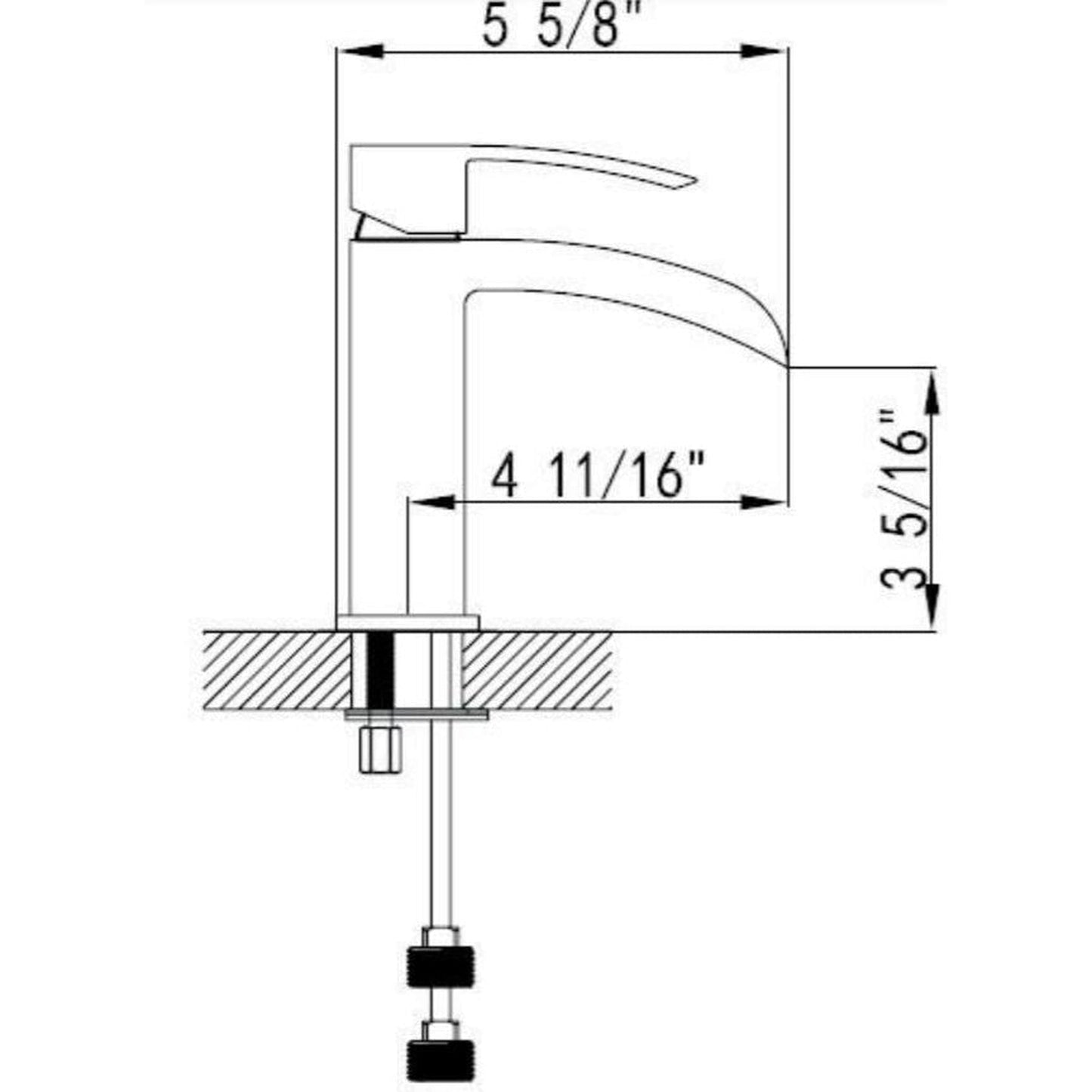 Vinnova Liberty 6" Single Hole Satin Nickel Low Arc Waterfall Bathroom Sink Faucet