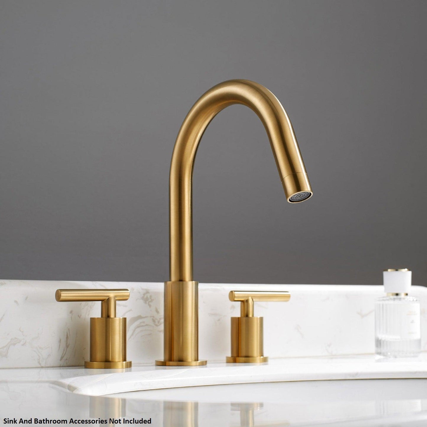 Vinnova Lodosa 10" Two Hole Brushed Gold 8" Widespread High Arc Bathroom Sink Faucet