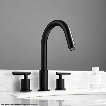 Vinnova Lodosa 10" Two Hole Matte Black 8" Widespread High Arc Bathroom Sink Faucet