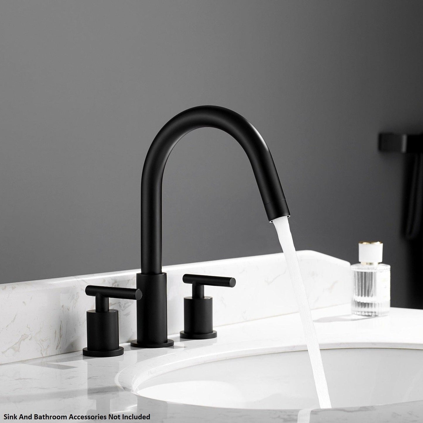 Vinnova Lodosa 10" Two Hole Matte Black 8" Widespread High Arc Bathroom Sink Faucet