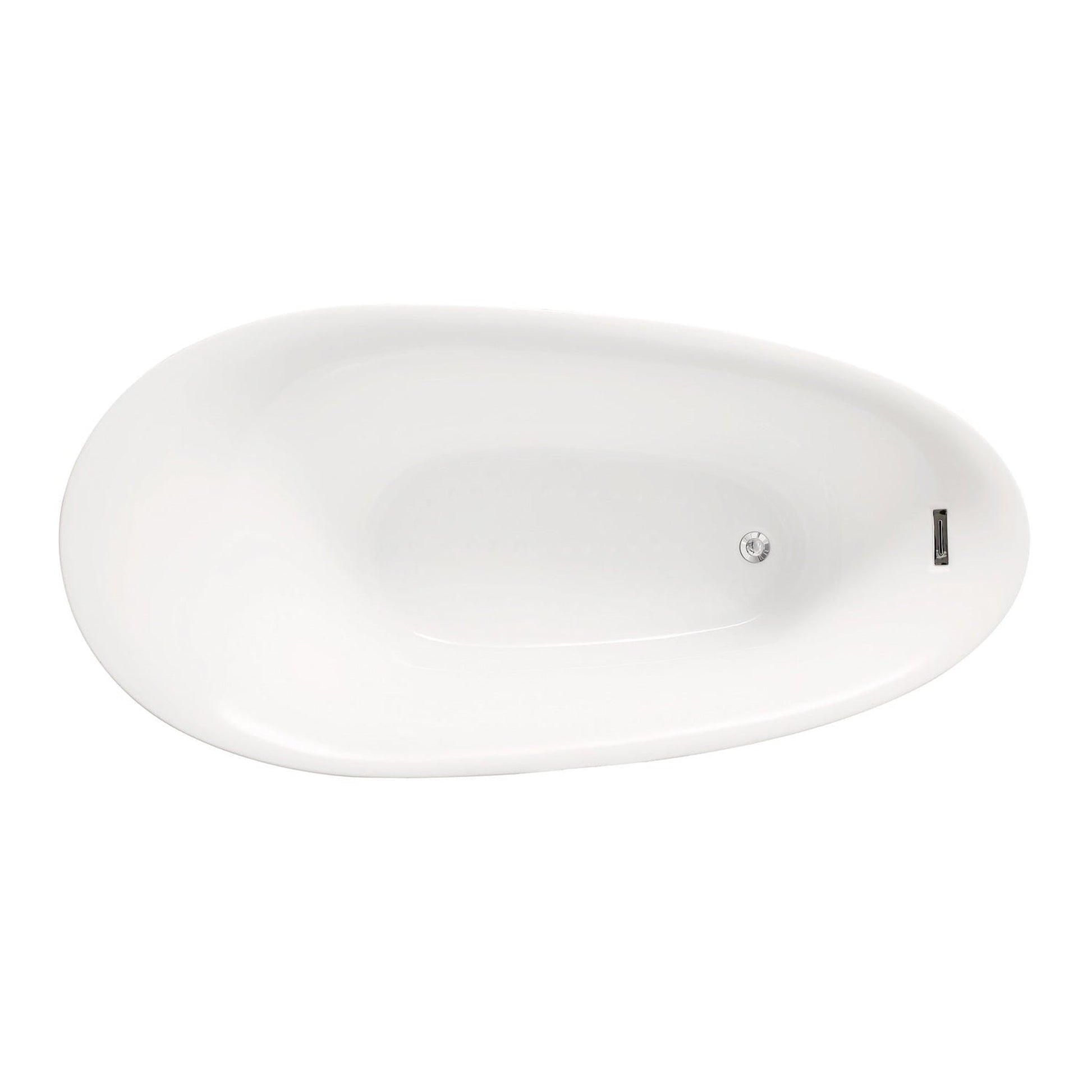 Vinnova Loja 67" x 33" White Oval Freestanding Single Slipper Soaking Acrylic Bathtub