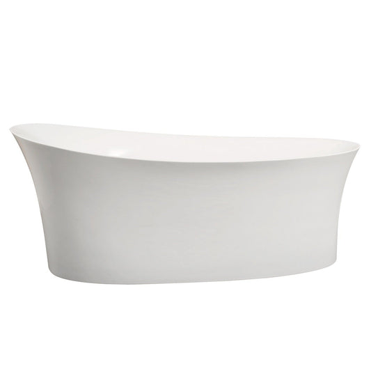 Vinnova Loja 67" x 33" White Oval Freestanding Single Slipper Soaking Acrylic Bathtub