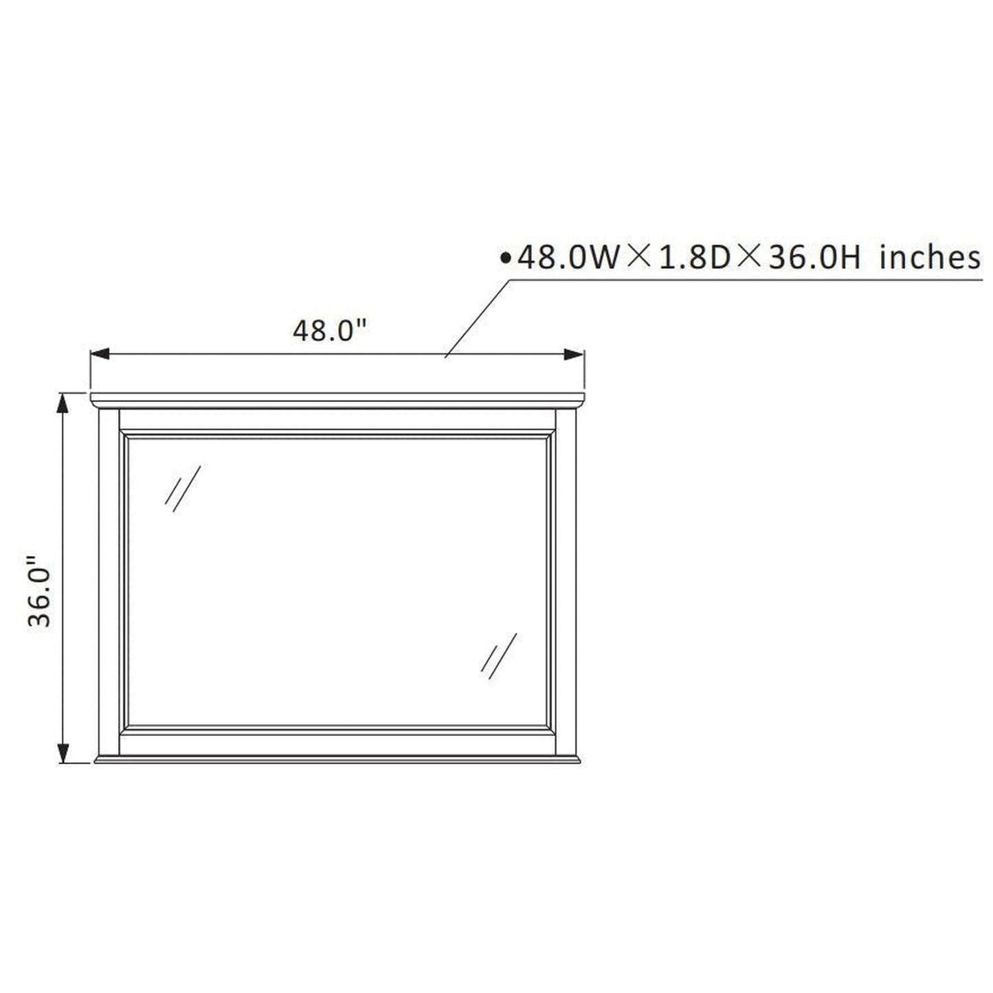 Vinnova Lorna 48" White Freestanding Single Vanity Set In White Carrara Composite Stone Top With Undermount Ceramic Sink and Mirror