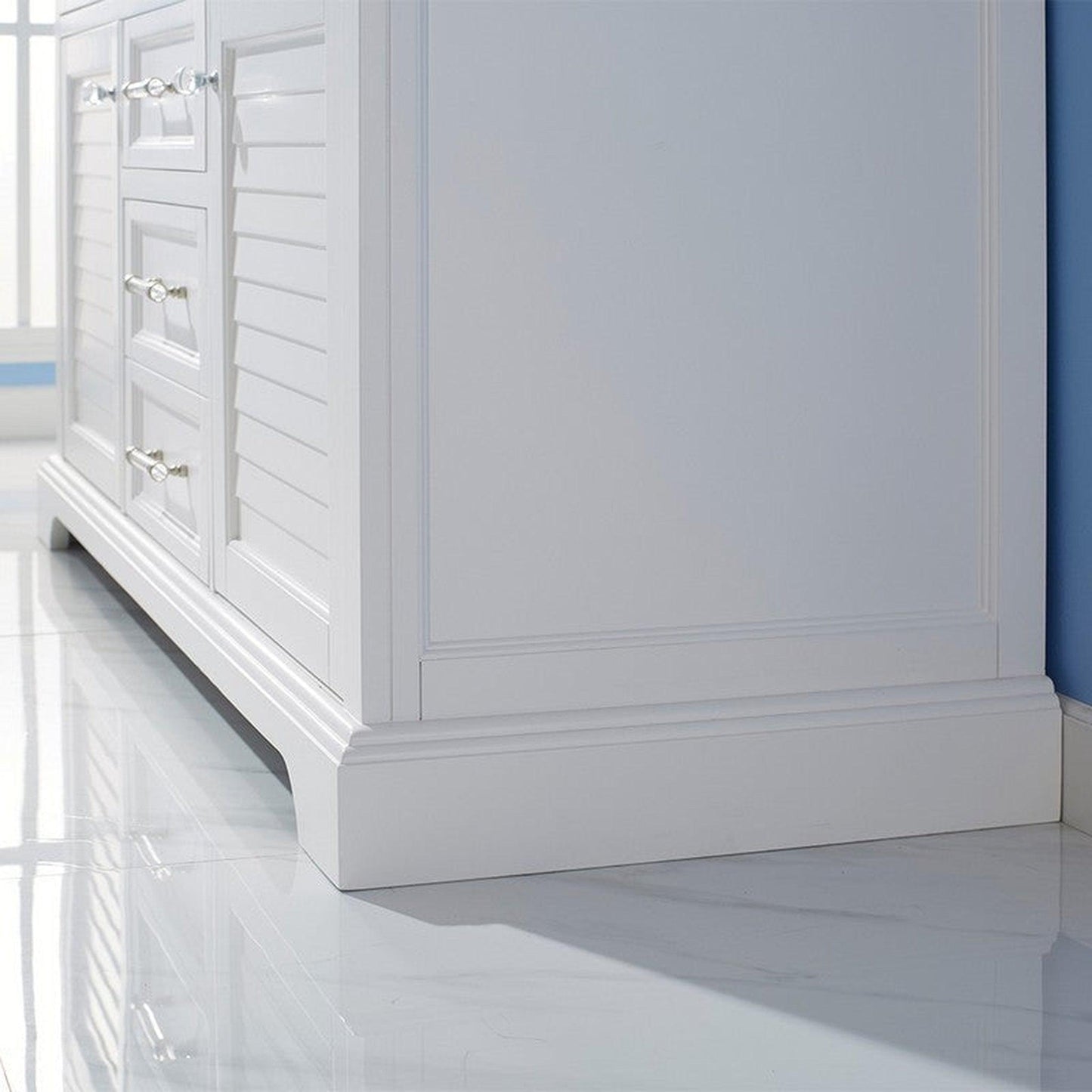 Vinnova Lorna 60" White Freestanding Double Vanity Set In White Carrara Composite Stone Top With Undermount Ceramic Sink
