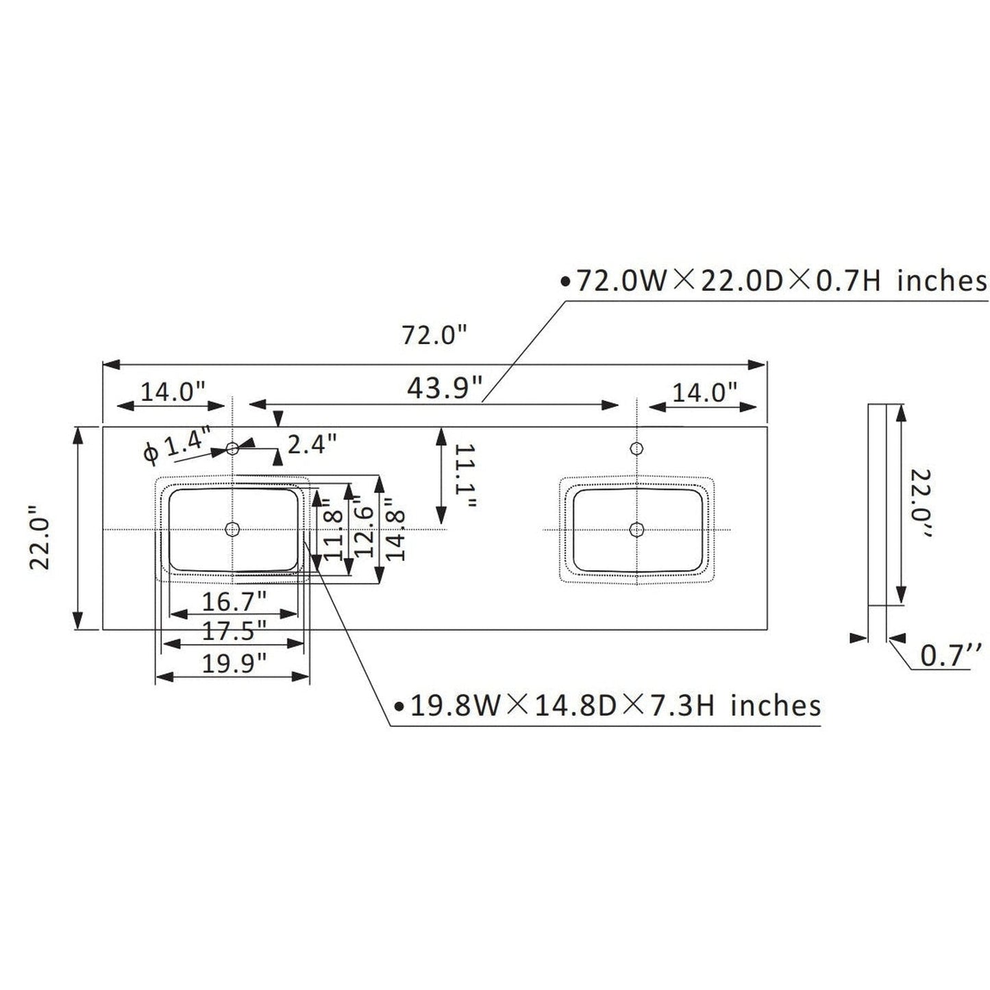 Vinnova Lorna 72" Finnish Green Freestanding Double Vanity Set In White Carrara Composite Stone Top With Undermount Ceramic Sink and Mirror