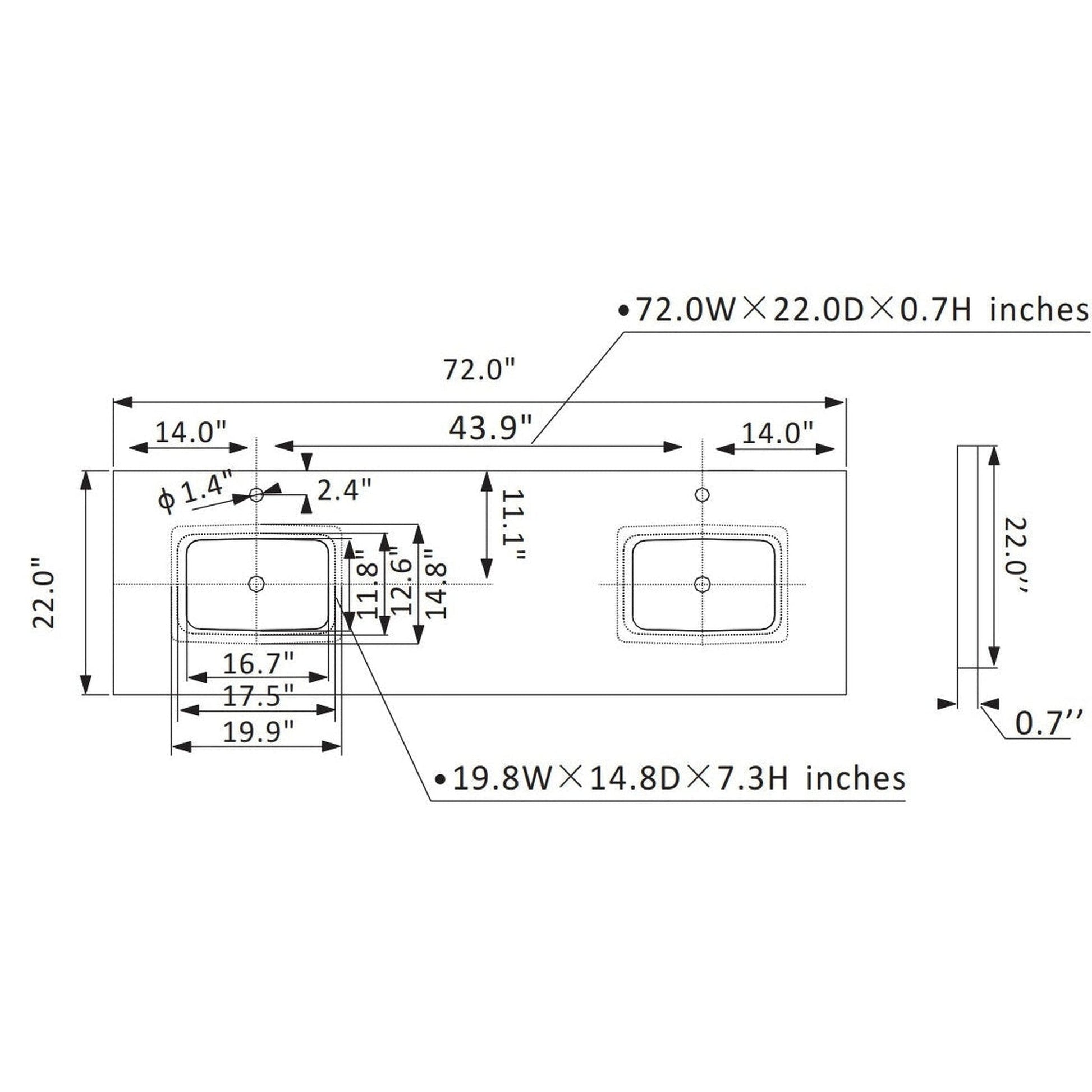 Vinnova Lorna 72" Finnish Green Freestanding Double Vanity Set In White Carrara Composite Stone Top With Undermount Ceramic Sink and Mirror
