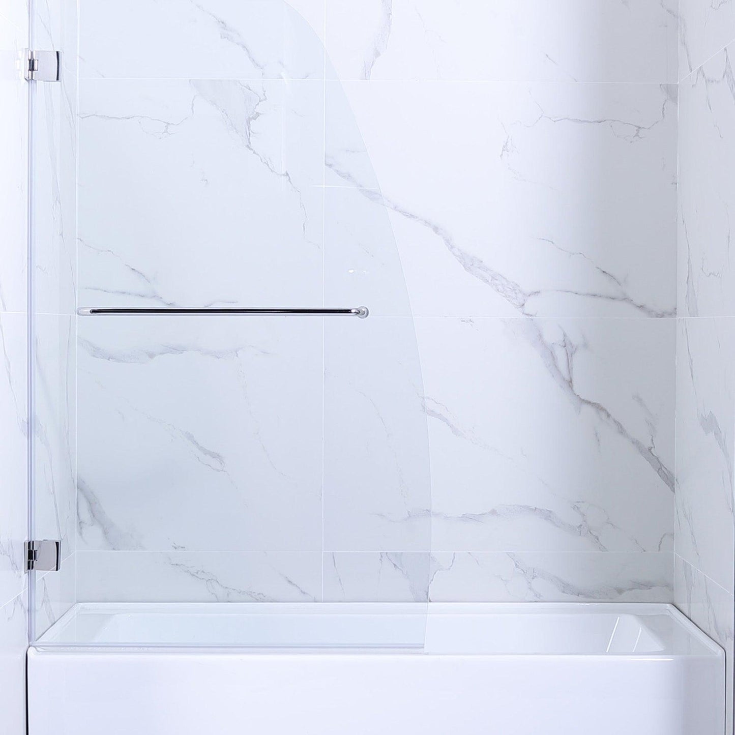 Vinnova Lucca 34" x 58" Polished Chrome Hinged Frameless Tub Door