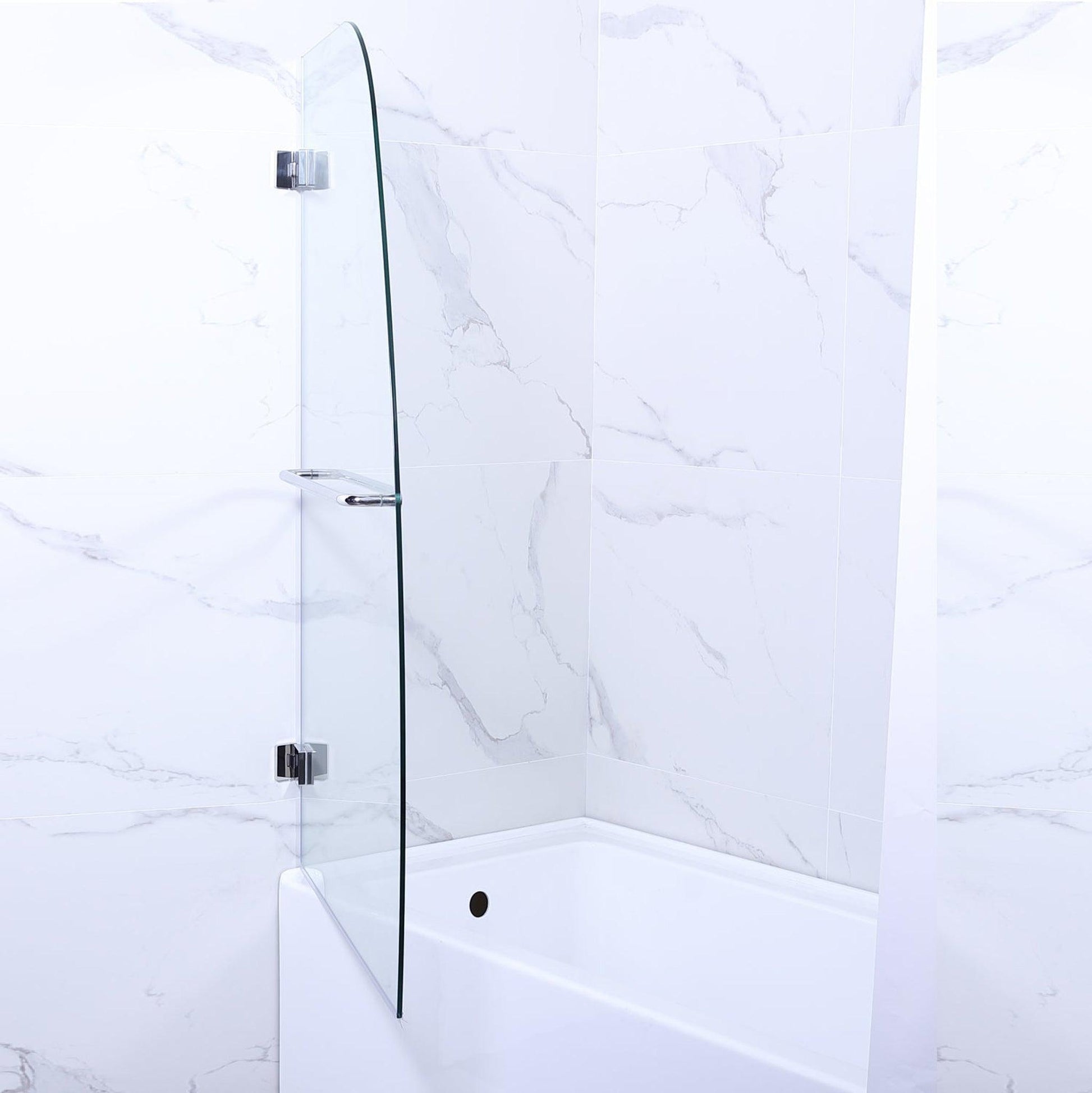 Vinnova Lucca 34" x 58" Polished Chrome Hinged Frameless Tub Door