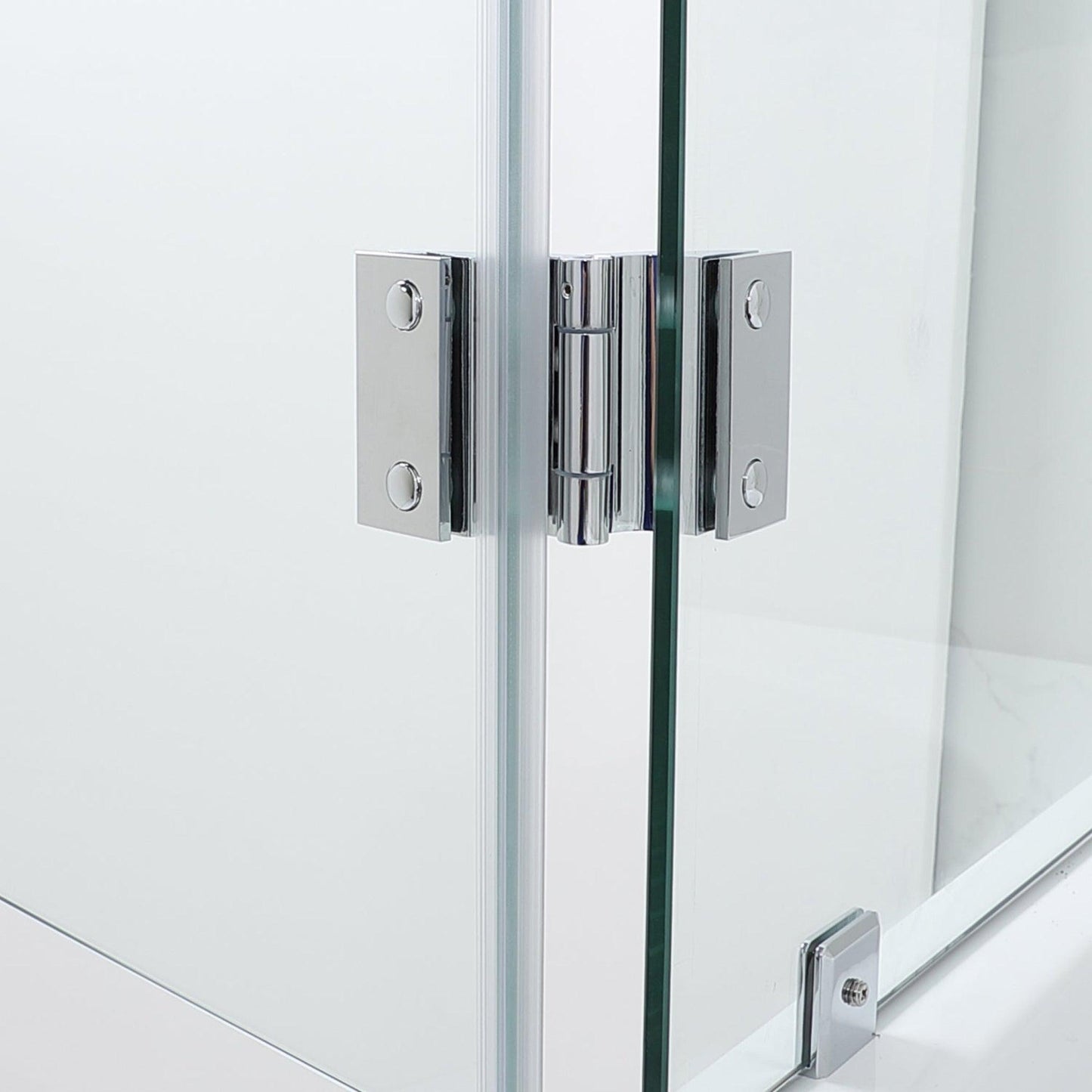 Vinnova Lucca 48" x 58" Polished Chrome Hinged Frameless Tub Door With Fixed Glass Panel on One Side