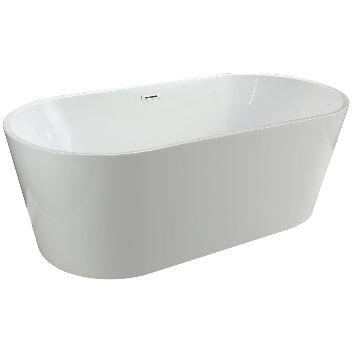 Vinnova Lumina 59" x 30" White Rectangular Freestanding Soaking Acrylic Bathtub