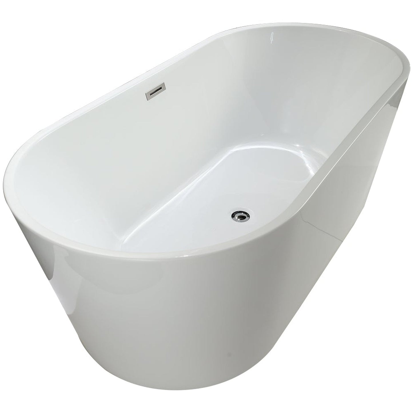 Vinnova Lumina 59" x 30" White Rectangular Freestanding Soaking Acrylic Bathtub