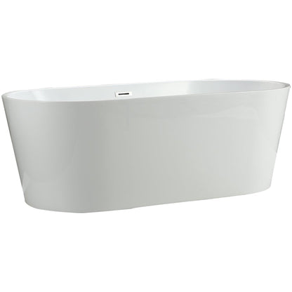 Vinnova Lumina 59" x 30" White Rectangular Freestanding Soaking Acrylic Bathtub