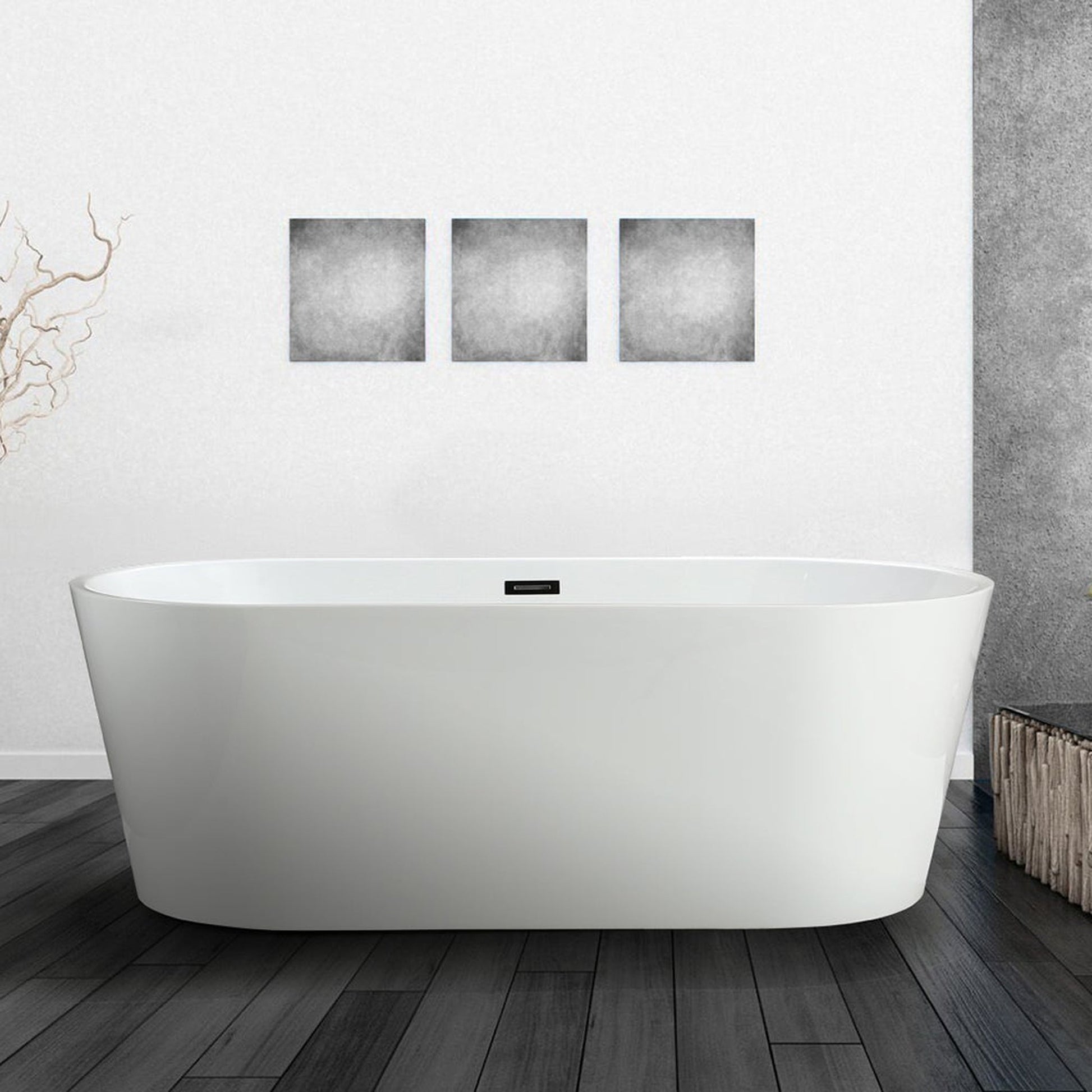 Vinnova Lumina 68" x 32" White Rectangular Freestanding Soaking Acrylic Bathtub