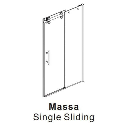 Vinnova Massa 48" x 76" Brushed Gold Reversible Single Sliding Frameless Shower Door