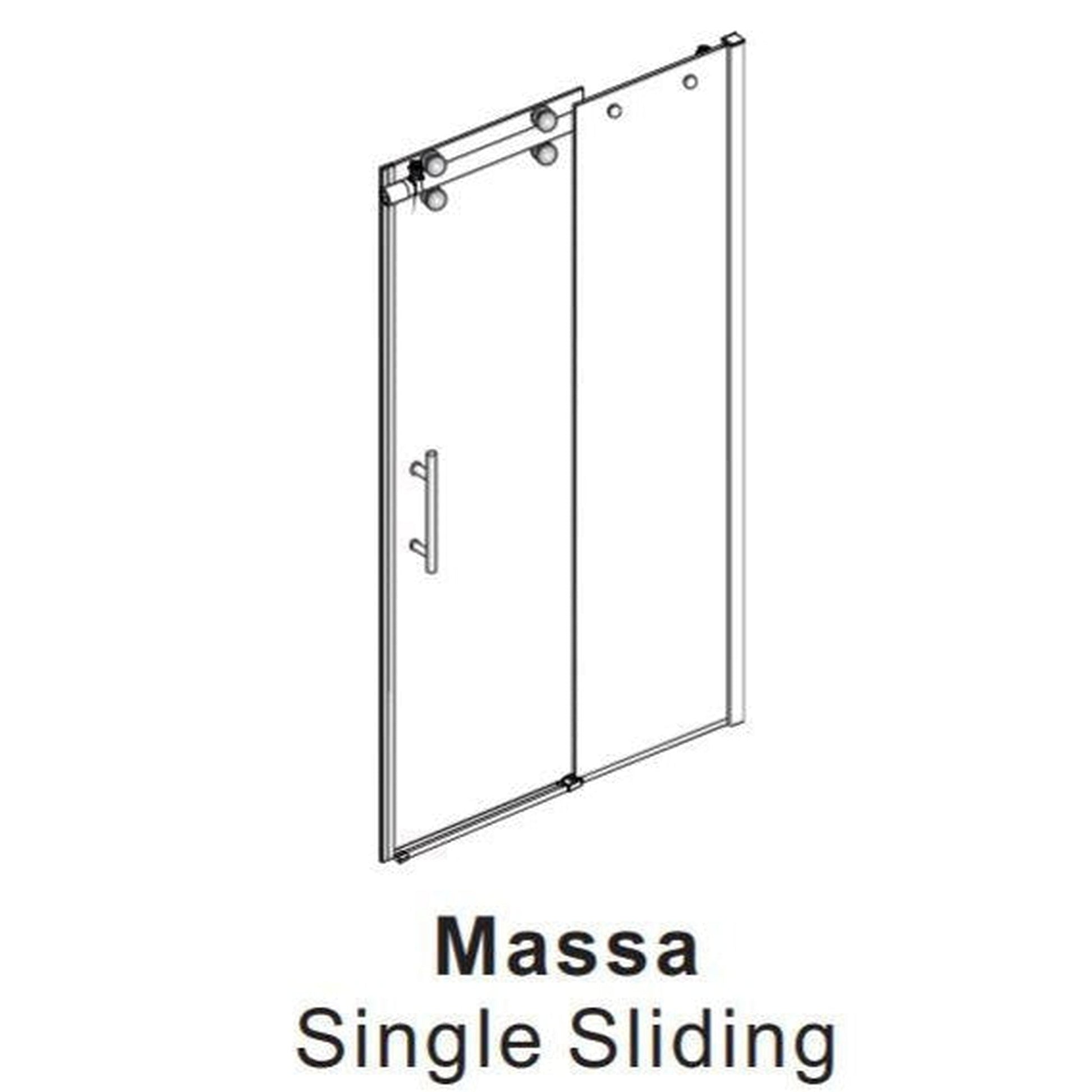 Vinnova Massa 60" x 76" Brushed Gold Reversible Single Sliding Frameless Shower Door