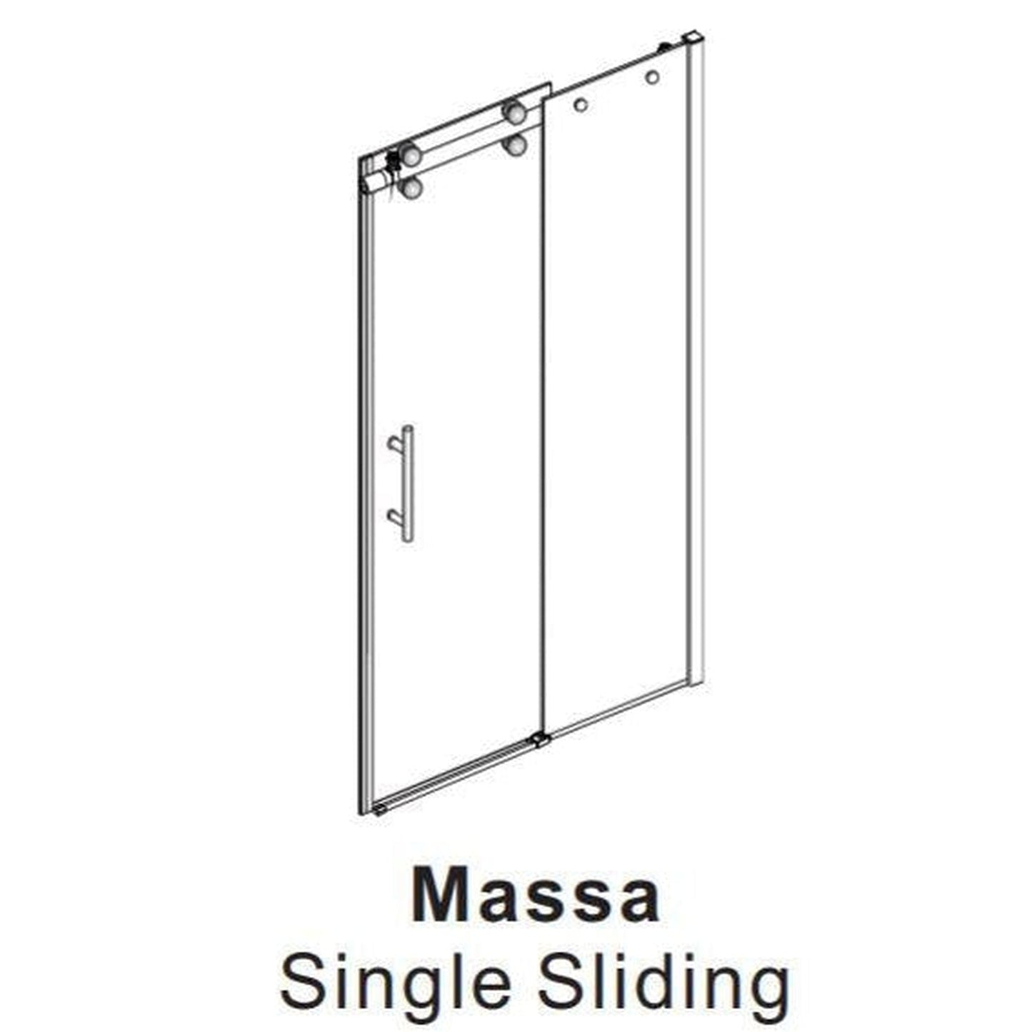 Vinnova Massa 60" x 76" Brushed Nickel Reversible Single Sliding Frameless Shower Door