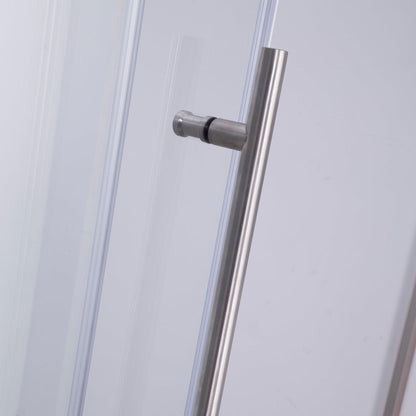 Vinnova Massa 60" x 76" Brushed Nickel Reversible Single Sliding Frameless Shower Door